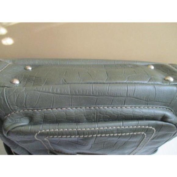 Tignanello Green Leather Croc Embossed Sectioned Tote Satchel - Picture 6 of 10